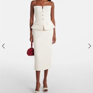 Self-Portrait CREAM TINSEL BOUCLE BANDEAU MIDI DRESS